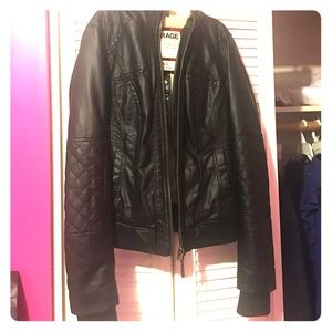 Garage Faux Leather Bomber Jacket 2015