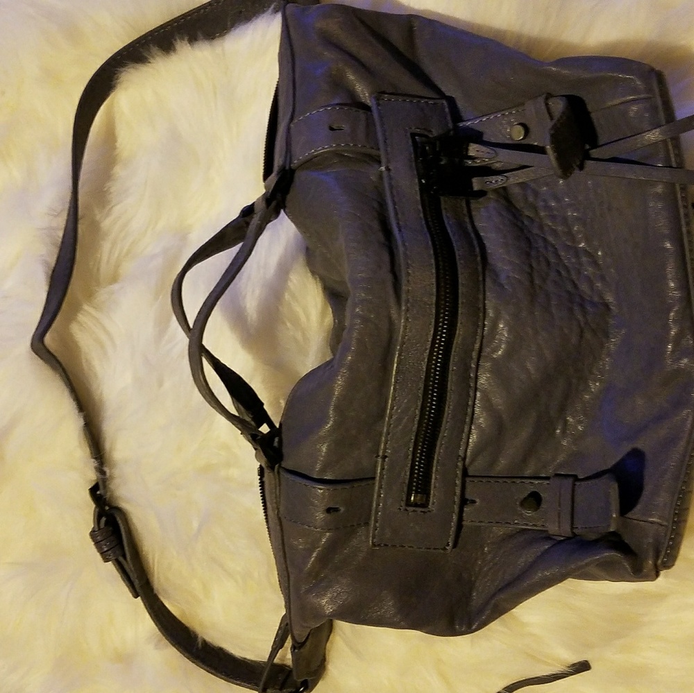 She+Lo gray leather satchel crossbody