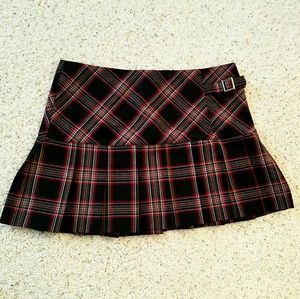 Red and Black Pleated Skirt