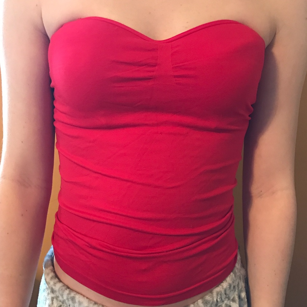 Red strapless tank!