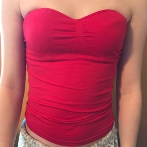 Red strapless tank!