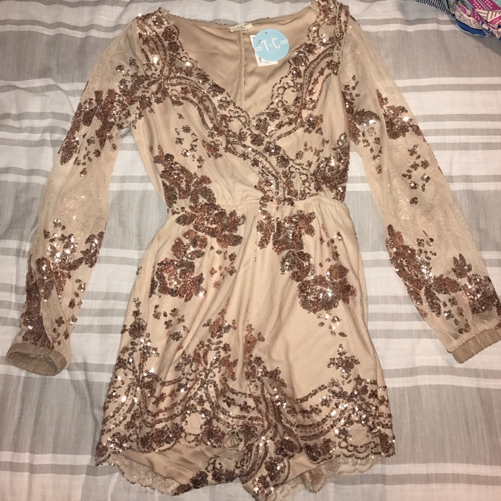 Sparkle Blush Rose Gold Sequin Romper
