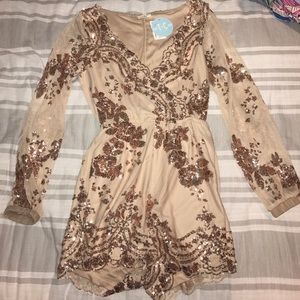 Sparkle Blush Rose Gold Sequin Romper