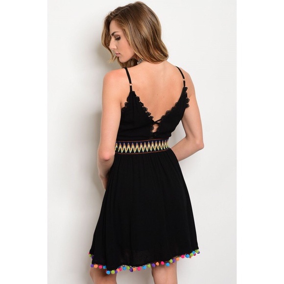 PomPom Dress in Black - Picture 5 of 8