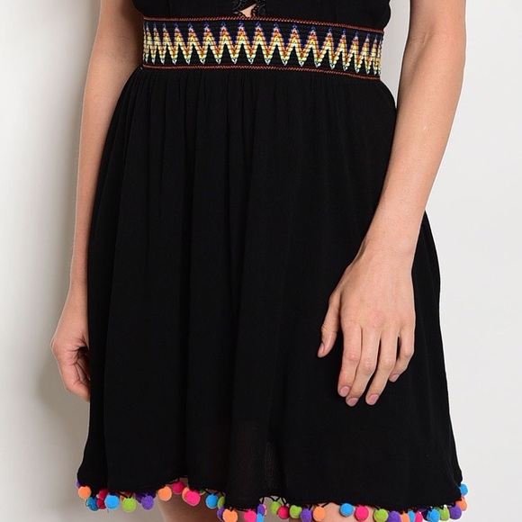 PomPom Dress in Black - Picture 6 of 8