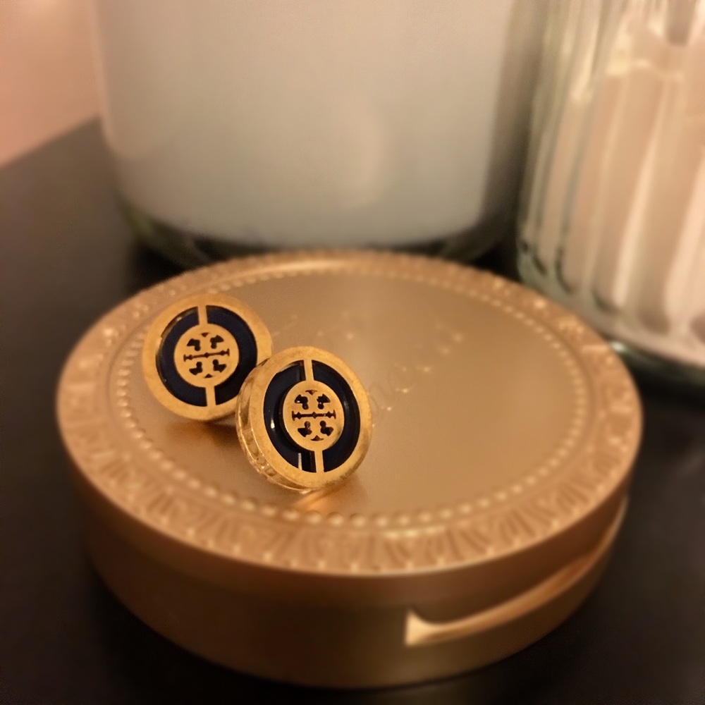 Tory Burch Gold/Navy Blue Earrings