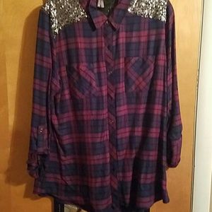 Plaid sequin shirt