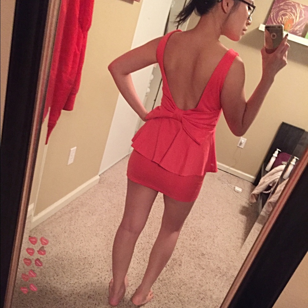 Backless Bow Peplum Dress