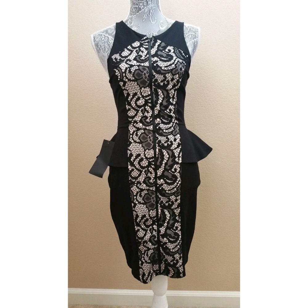Bebe "Briana Bonded Lace Midi Dress"