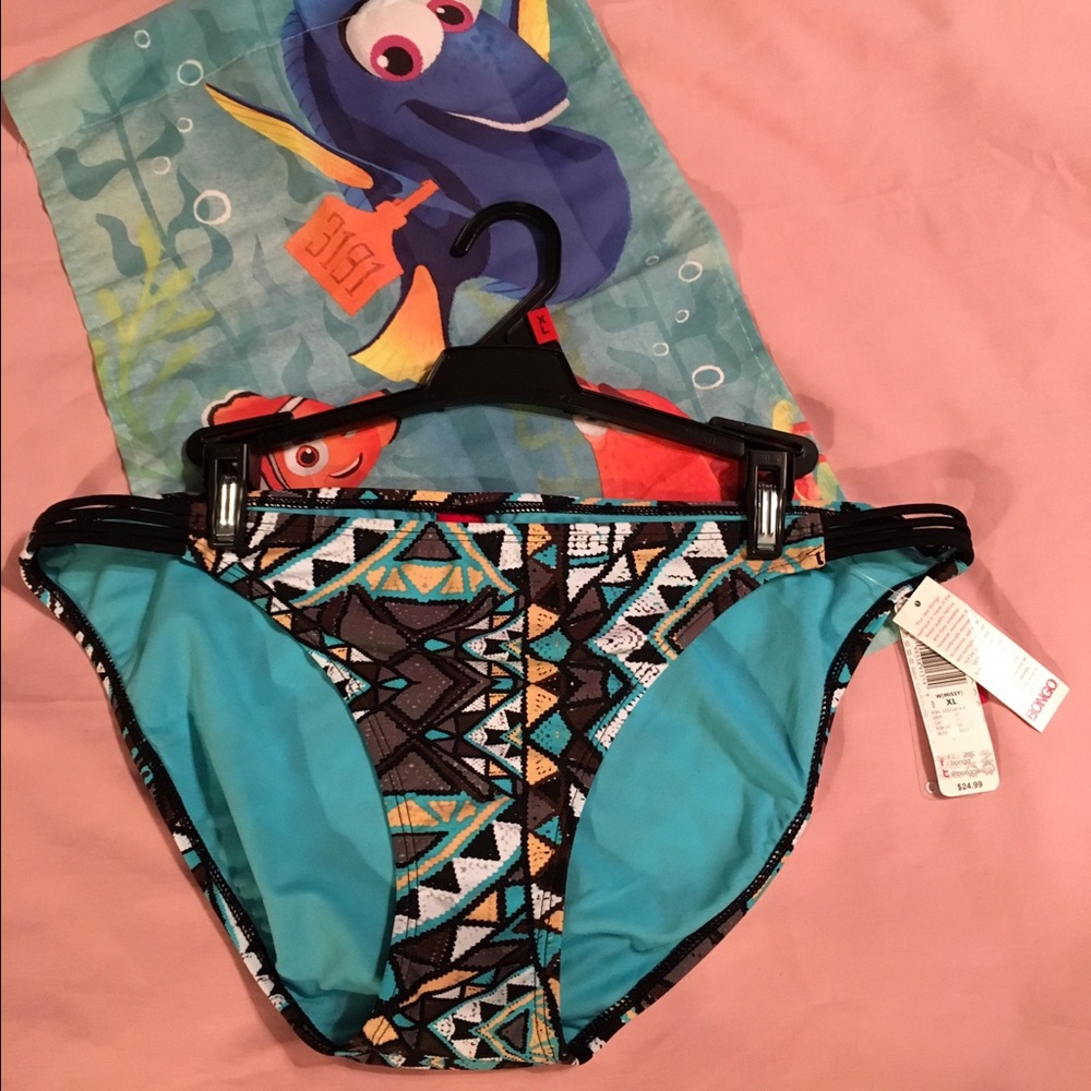 NWT Bongo Mix or Match Lined Aztec Geometric Swim Bikini Bottoms Missy size XL