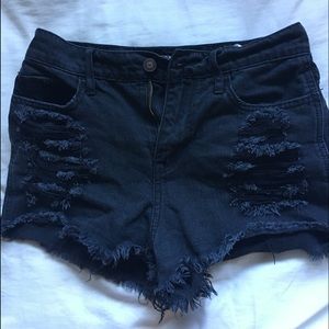 Hollister distressed high waisted jean shorts