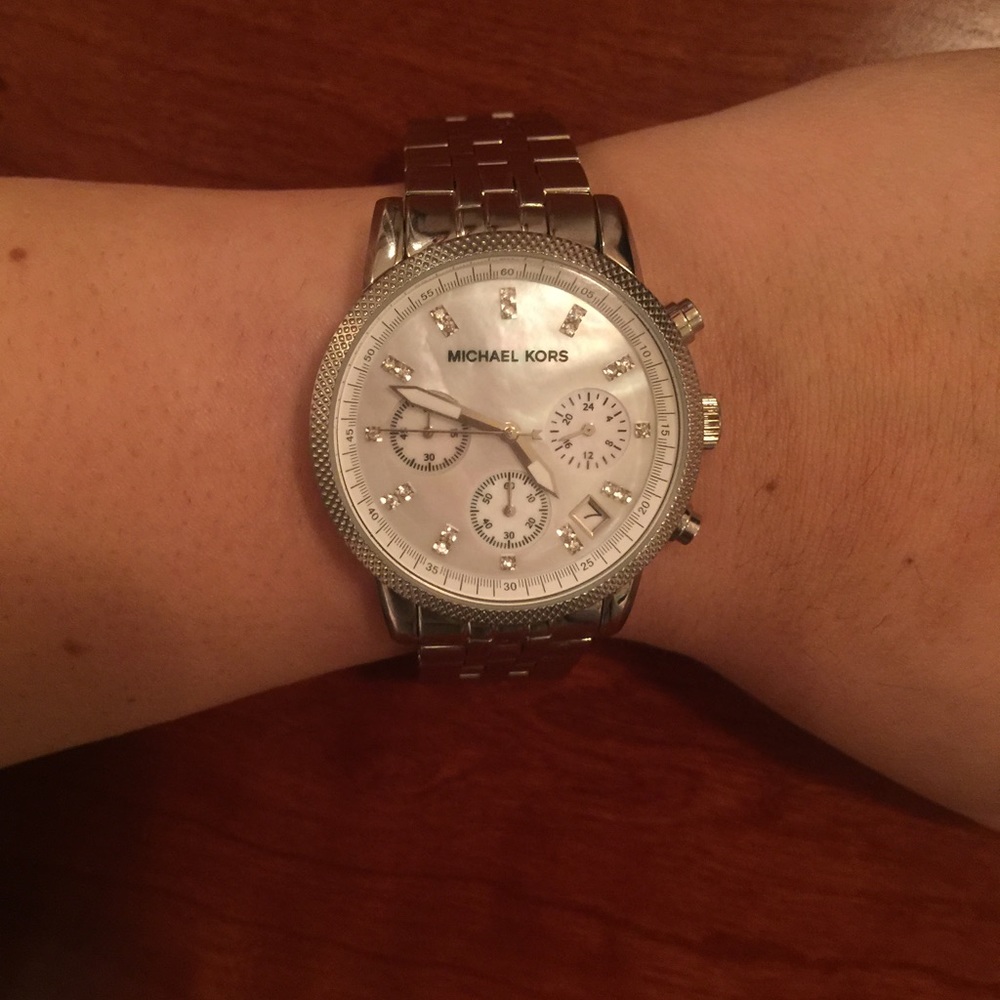 Michael Kors Silver and rhinestone watch
