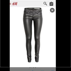 H&M shiny black skinny jeans
