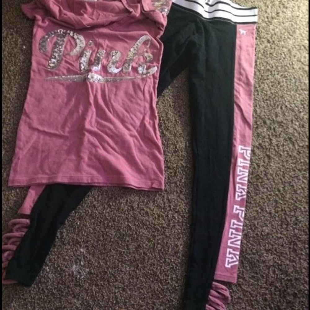 Victoria's Secret pink leggings & top.