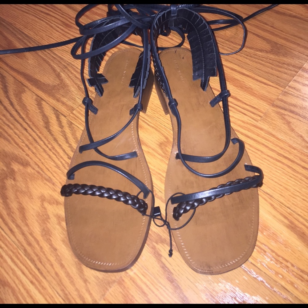 Zara black lace up sandals - Picture 5 of 6
