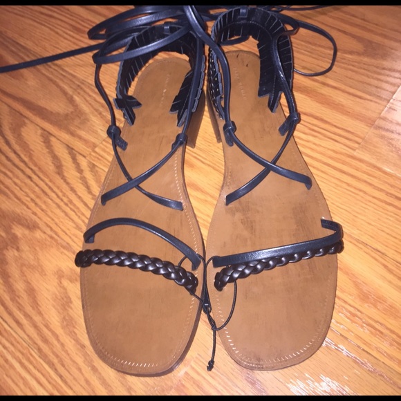 Zara black lace up sandals - Picture 2 of 6