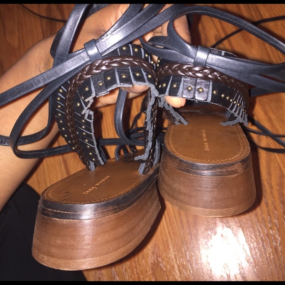Zara black lace up sandals - Picture 6 of 6