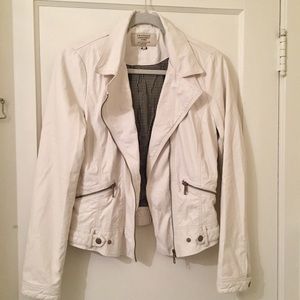 Zara Trafaluc white faux leather biker jacket