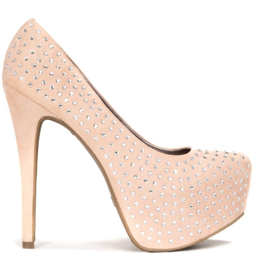 Embellished blush high heels