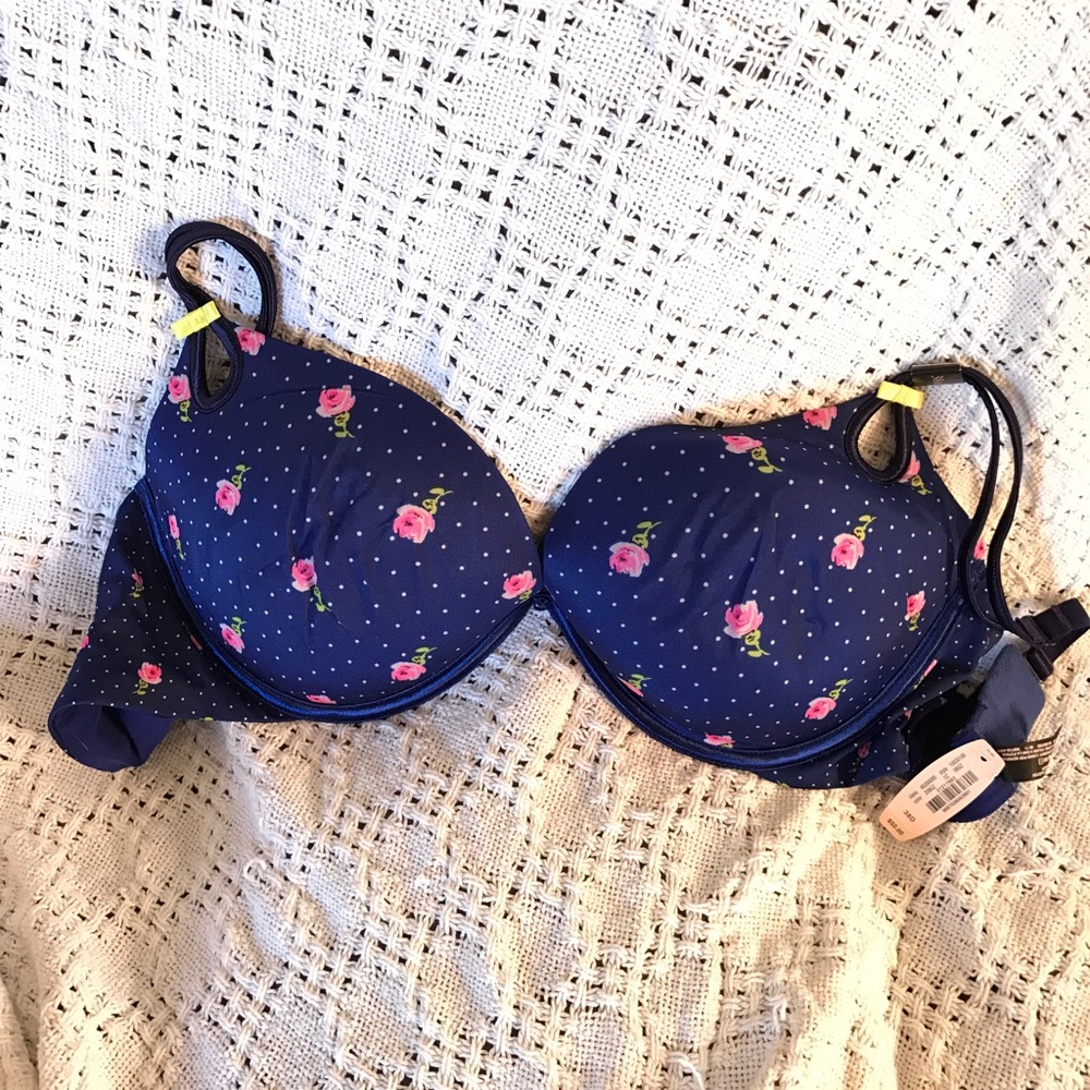 Blue Floral Sexy Little Things Push Up Bra - NWT