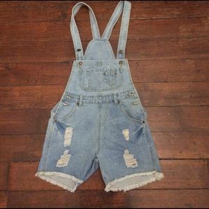 Distressed Denim Short Overalls 🌾