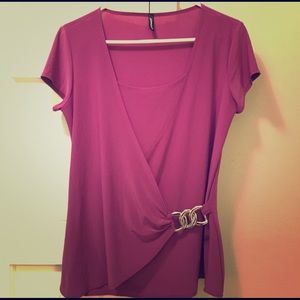 Plum/maroon wrap top. No tag, fits M to L