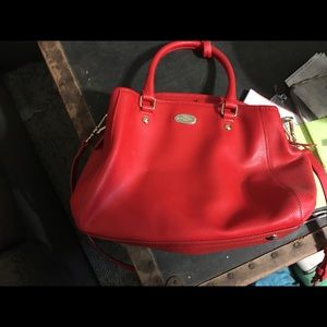Red-Orange Leather Coach purse