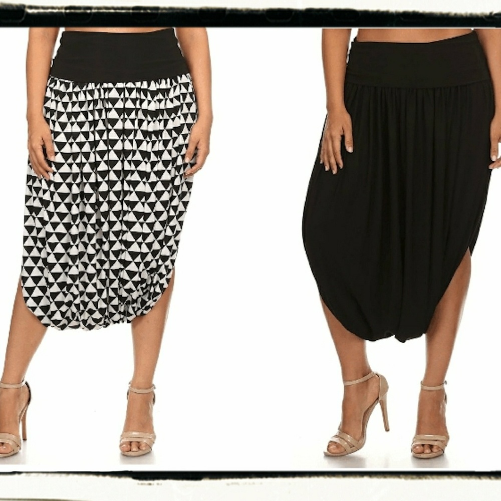 New Plus Black White Slouchy Harem Capri Pants