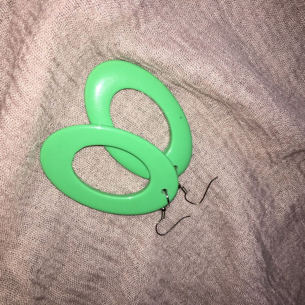 Vintage retro teal hoop earrings