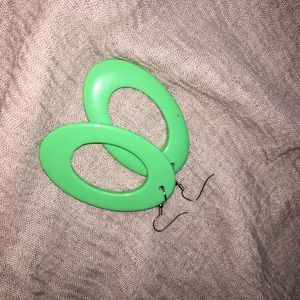 Vintage retro teal hoop earrings