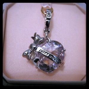 Juicy Couture Silver and Clear Banner Heart Charm