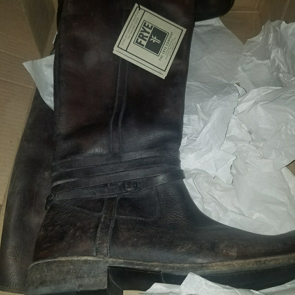 Frye Shirley Riding Plate Stone Wash Brown
