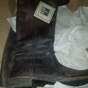 Frye Shirley Riding Plate Stone Wash Brown