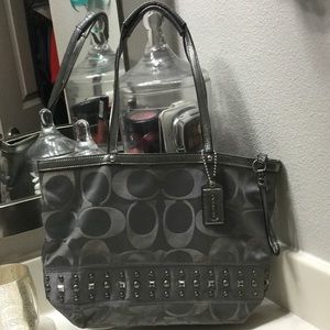 Metallic coach bag