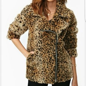 UNIF donna leopard vegan fur moto jacket