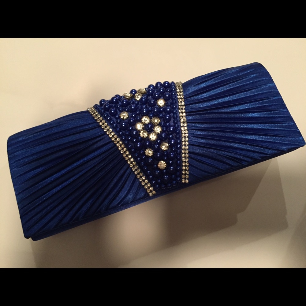 Blue evening handbag