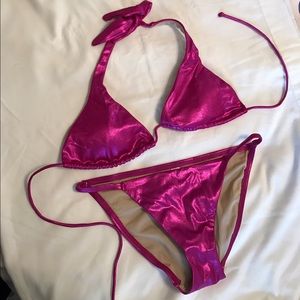 Victoria Secret metallic magenta bikini