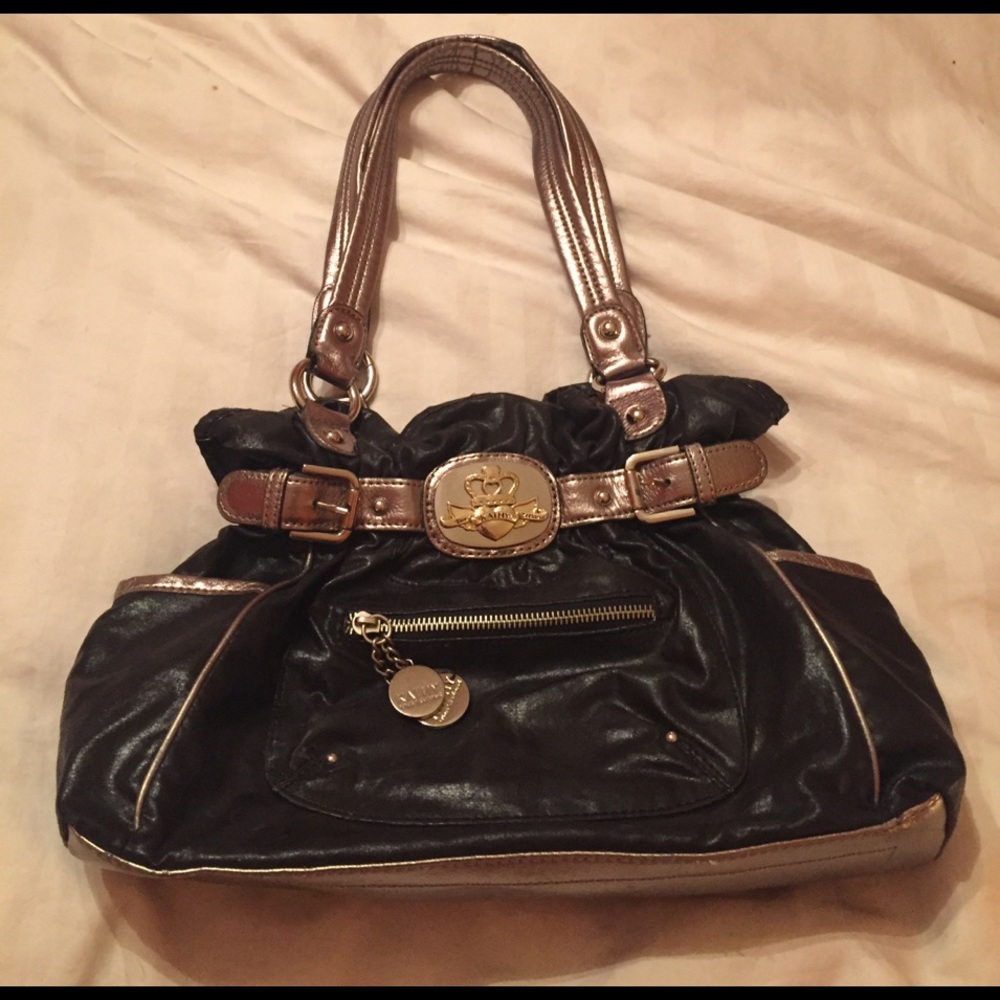 Kathy van zeeland purse in black and silver