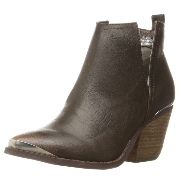 Taupe Distressed V Split Cut Out Booties - Picture 4 of 6