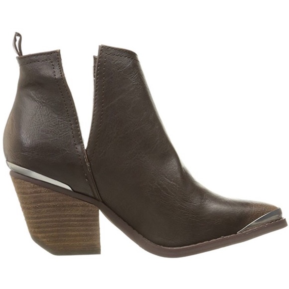 Taupe Distressed V Split Cut Out Booties - Picture 6 of 6