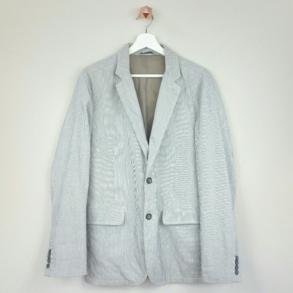GAP pinstripe cotton linen blazers in grey white