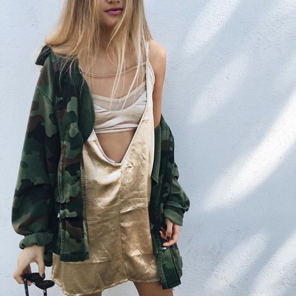LF fall 2016 gold slip dress size small