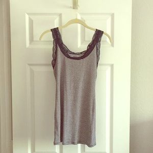 Medium striped nautical type tank with lace