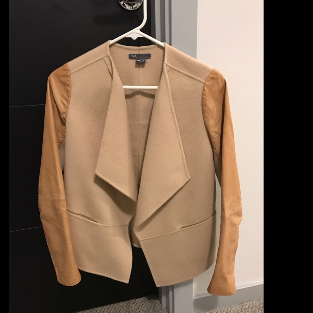 *SOLD* Vince wool & leather drape collar jacket