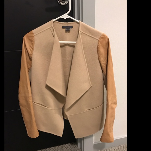 *SOLD* Vince wool & leather drape collar jacket - Picture 1 of 2