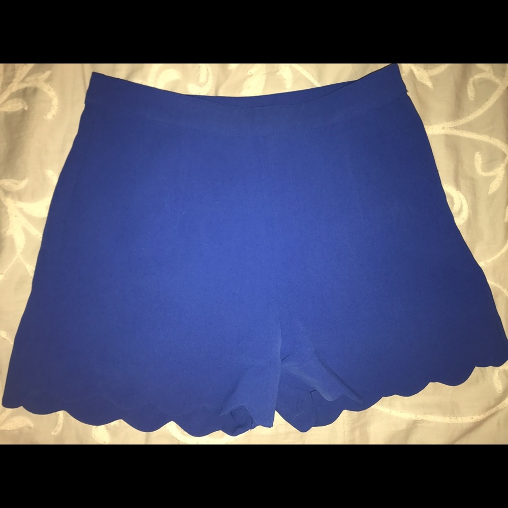 Blue Scalloped Shorts