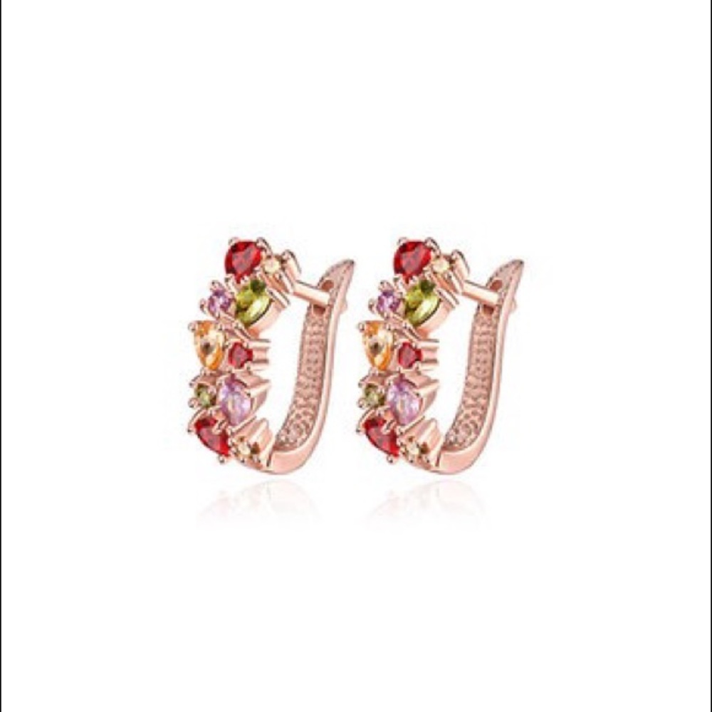 Rose gold earrings with Swarovski crystals