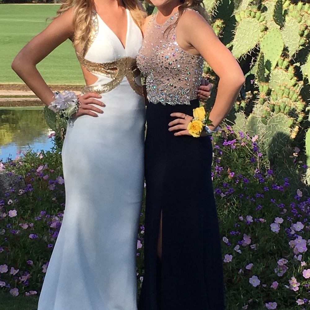 prom dress- navy and nude