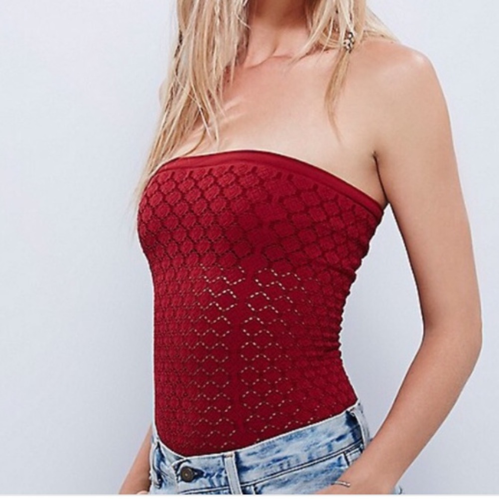 Free People textured burgundy tube top