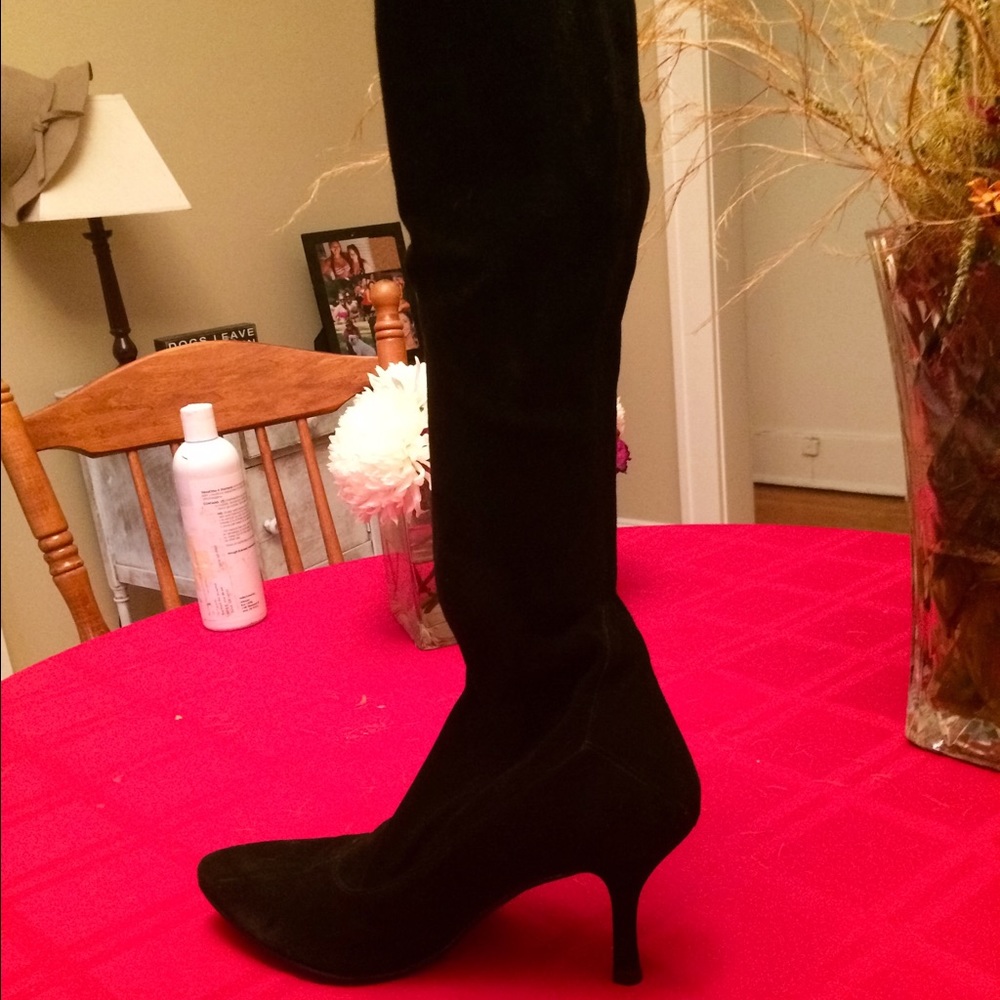 Stuart Weitzman Black Suede Tall Boot - Picture 2 of 6